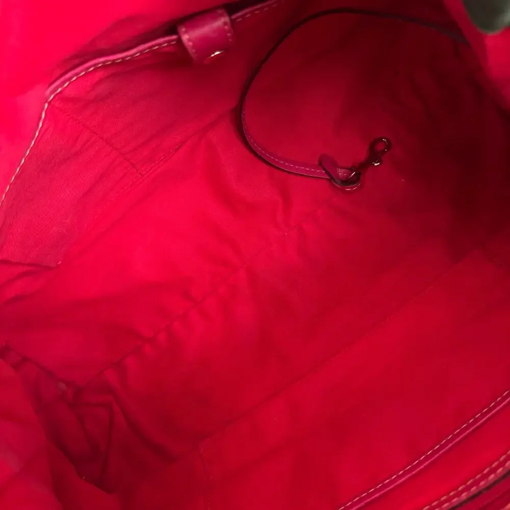 Dooney  Bourke 8L980 Large Florentine Leather Satchel Fuchsia Pink Crossbody Bag